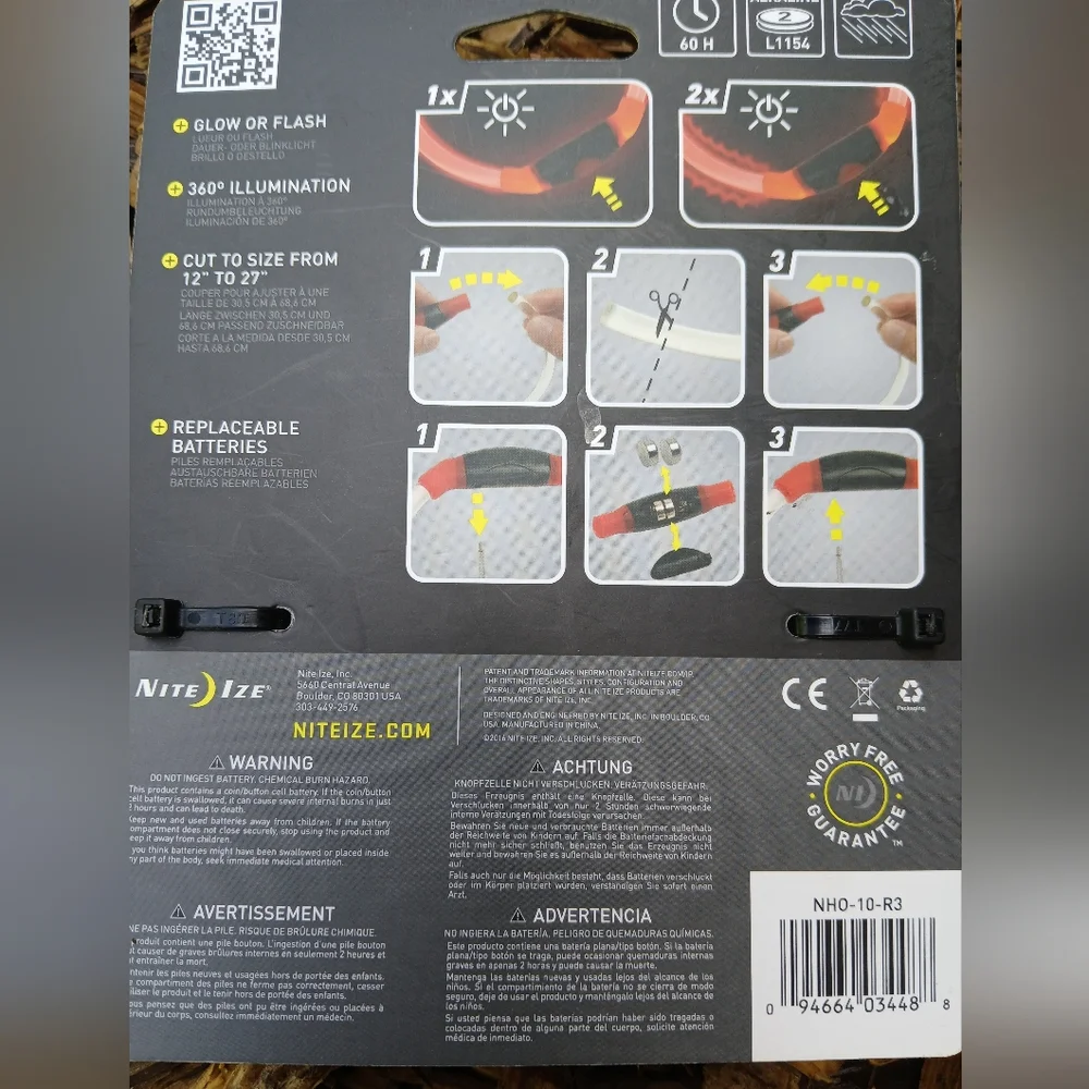 Dog Safety Necklace Collar - Red Universal Size NITE IZE NiteHowl LED Glow
